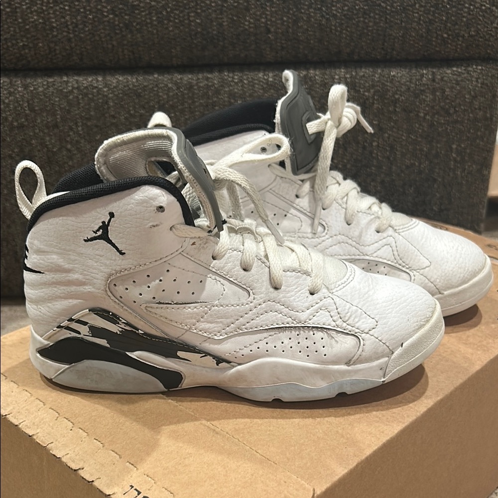 Jordan White and Black Leather Sneakers